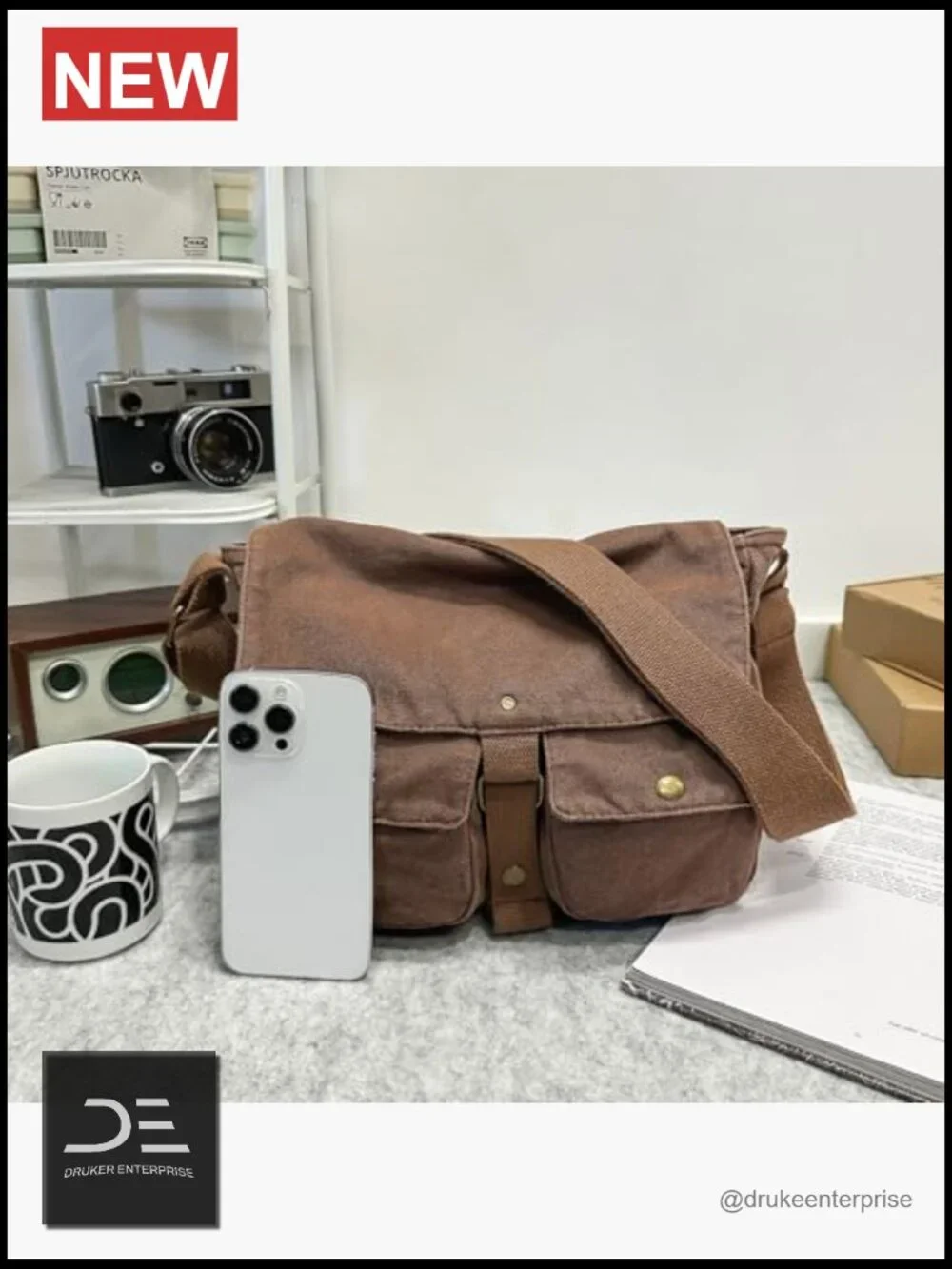 Vintage Canvas Messenger Bag Crossbody Shoulder Satchel for School Work